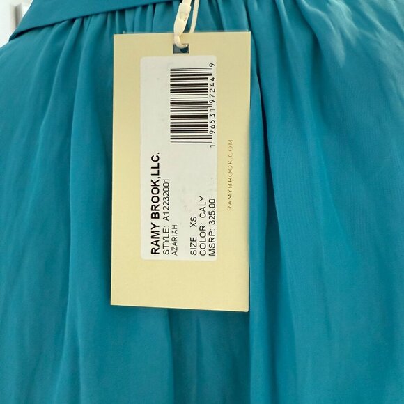 Ramy Brook Azariah Button Down Balloon Sleeve Blouse Top Size XS Blue NWT - Picture 8 of 8